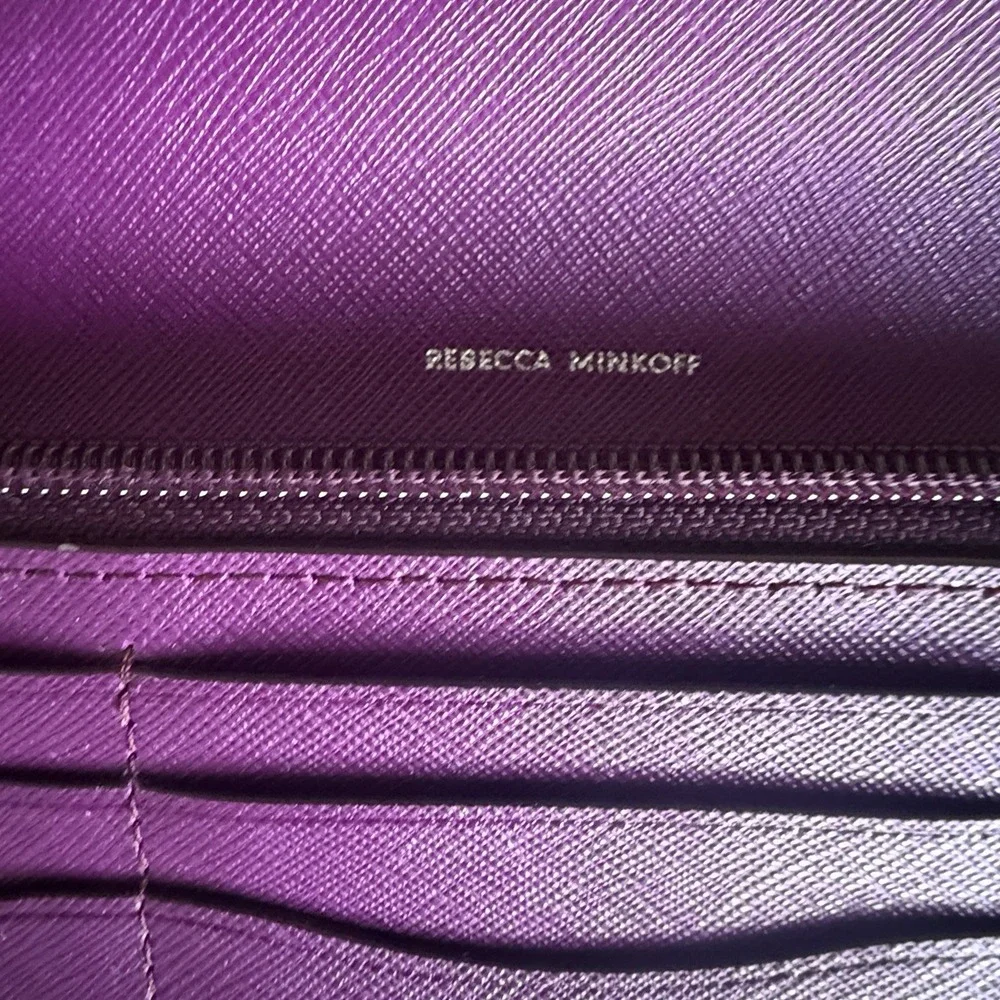 Rebecca Minkoff Purple Saffiano Leather Continental Wallet Clutch Snap Zip
